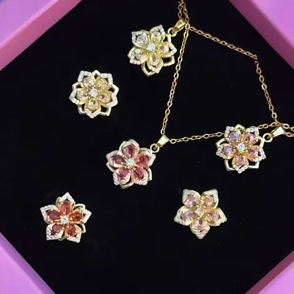 FLOWER SPINNER WELLNESS NECKLACE GOLD PINK