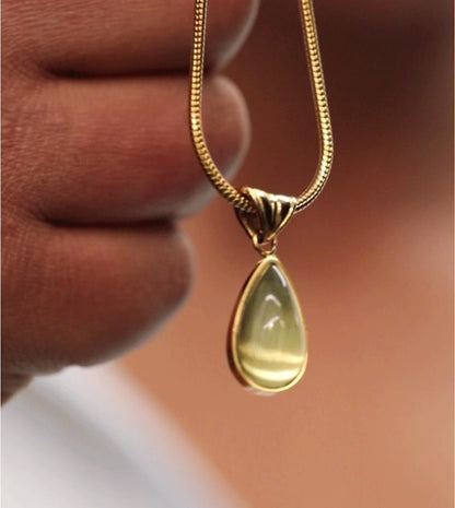 WATERDROP GREEN NECKLACE GOLD