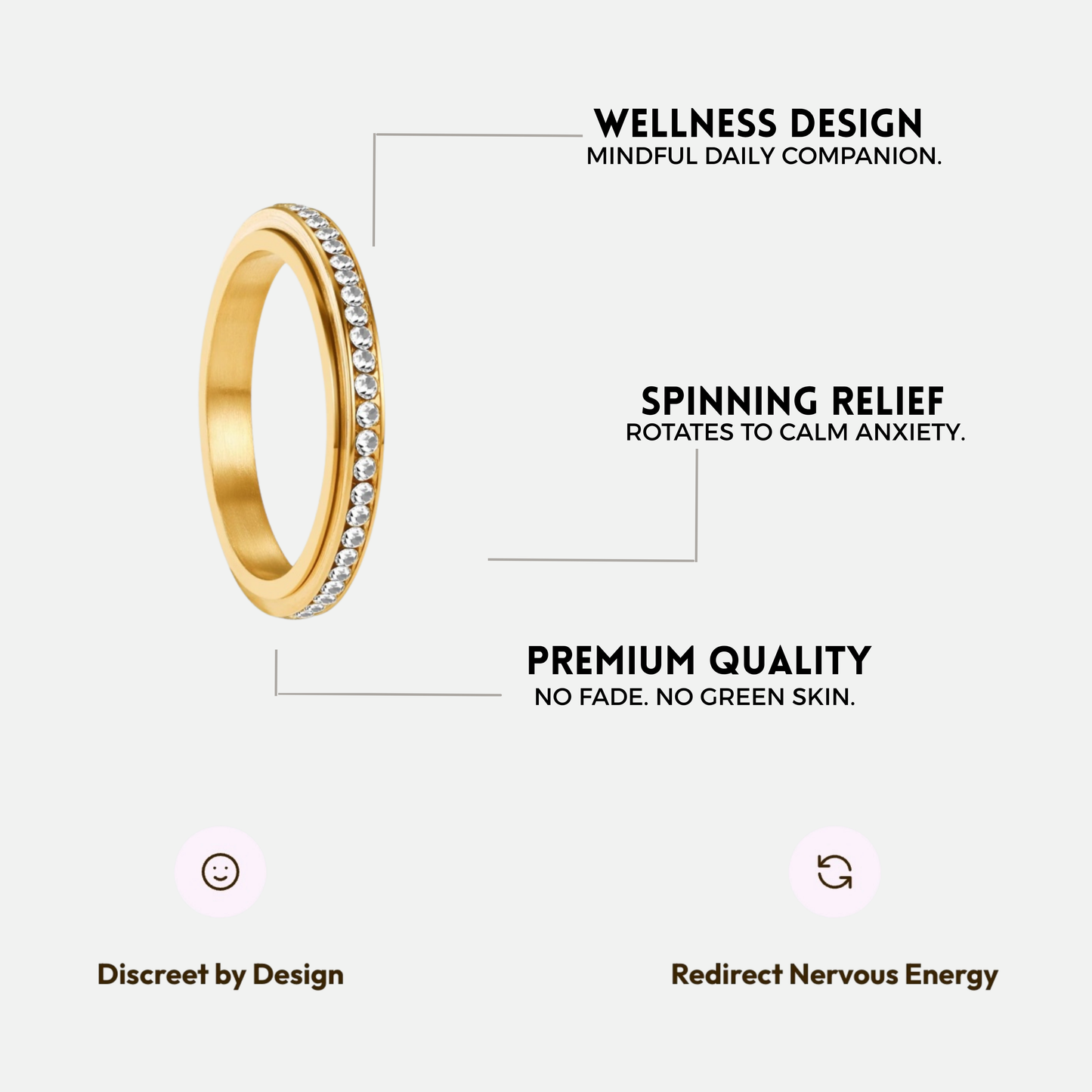 ZENIA ROTATING WELLNESS RING GOLD