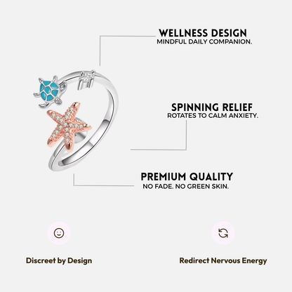 TURTLE SPINNER WELLNESS RING SILVER